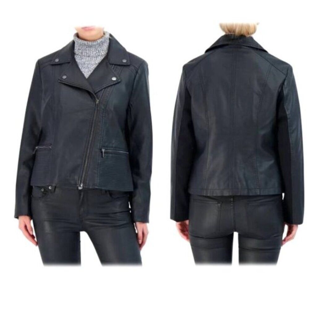 Women's Moto Jacket SEBBY‎ Collection Biker Classic Coat Faux Leather Medium$99